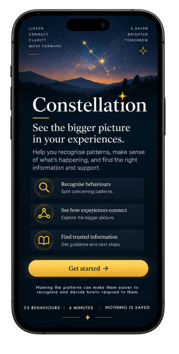A preview of the Constellation app: &ldquo;See the bigger picture in your experiences.&rdquo;